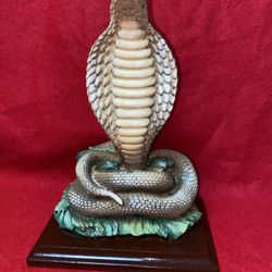 10 Inch Painted Alabaster Cobra Statue Imported From Greece