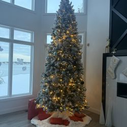 12 Foot Flocked Pre-Lit Christmas Tree