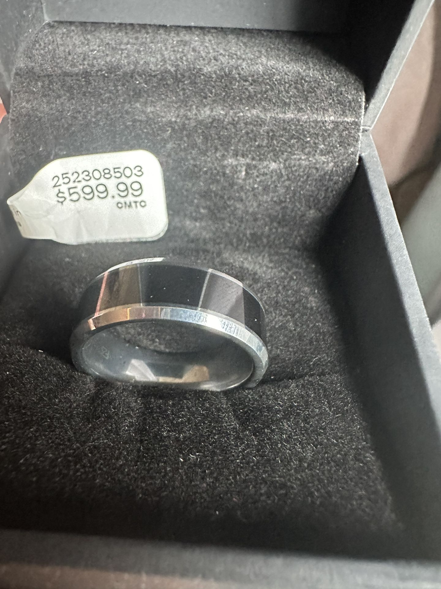 Mens Size 10 Wedding Band Tungsten Carbide Black Ceramic