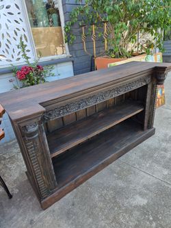 Hand-Carved Solid Wood Console Table / Low Shelf Unit (Vintage Style)