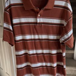Men’s Burn’t Orange & White Polo - Size Large  