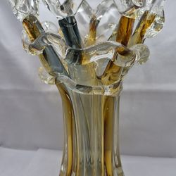 Czech Bohemian Art Glass Vase Multicolor MCM