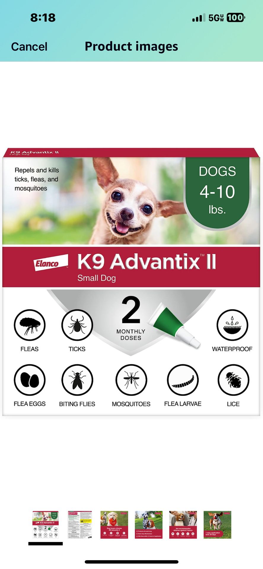 K9 Advantix II Small Dog Vet-Recommended Flea, Tick & Mosquito Treatment & Prevention | Dogs 4-10 lbs. | 2-Mo Supply