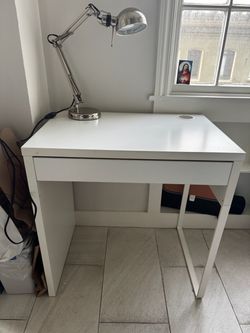 White Compact Desk with Drawer