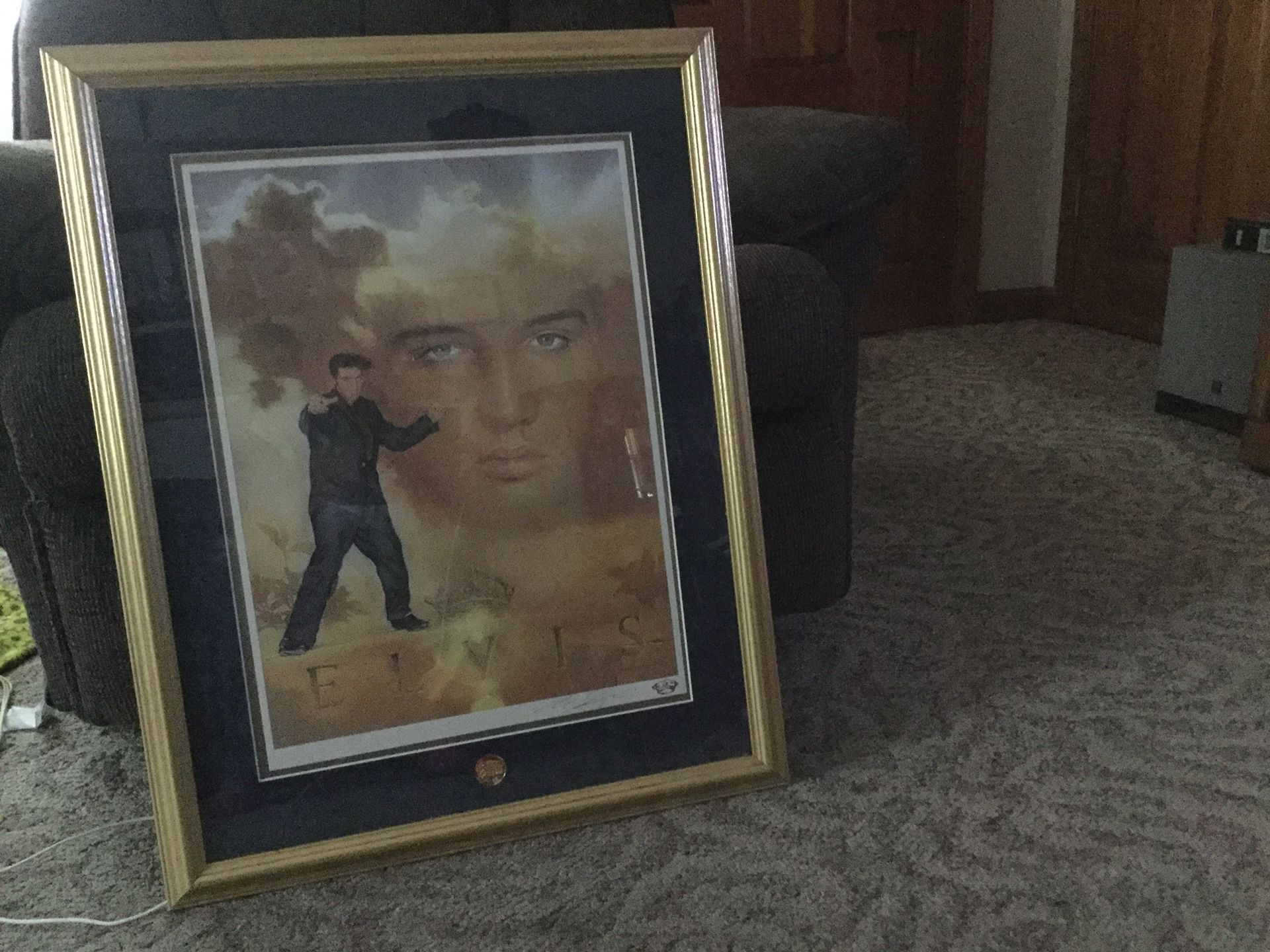 Framed Elvis Lithograph Picture