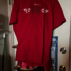 America With Butterfly Red Tee Shirt