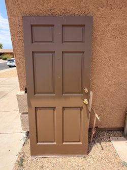 Brown Wood Front Door - 79.25” x 35.5”