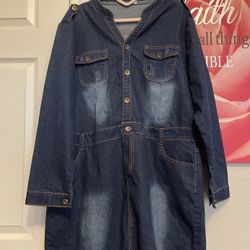 Plus Size Women’s denim jean midi dress with pockets size 5X pre-owned