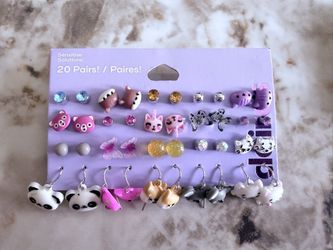 Claire’s Sensitive Solution Animal Stud Earrings 20 Pairs Pack Brand New