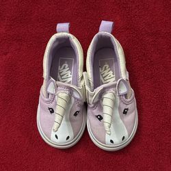 Toddlers Girls Vans Asher Purple Unicorn Pastel Clutter Sneakers Size 5
