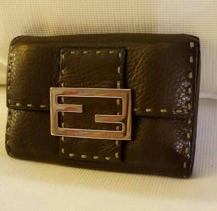 FENDI Wallet Brown Leather Made In Italy