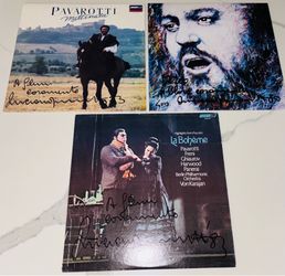 Lot of 3 signed/autographed and inscribed Pavarotti albums - mint condition.