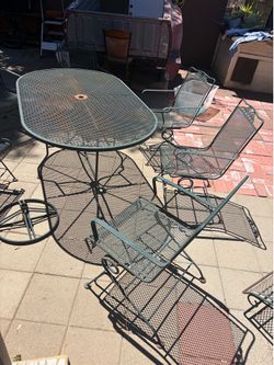 Metal chairs, and tables for outside  + lounge chair