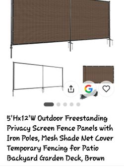 Freestanding Privacy Screen Fence Panels, Brown