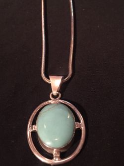 925 Sterling turquoise pendant/w chain