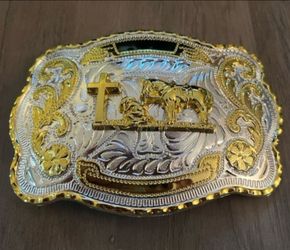 Huge western faith cross horse Belt Buckle 5.9" wide SHIPPING AVAILABLE