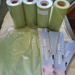 4 Rolls Tulle Ribbon And 4 Packages Tulle Circles