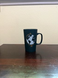 Starbucks 2015 Black Matte Earth World Gold Globe Stand Coffee Mug 16 Oz Cup Mug