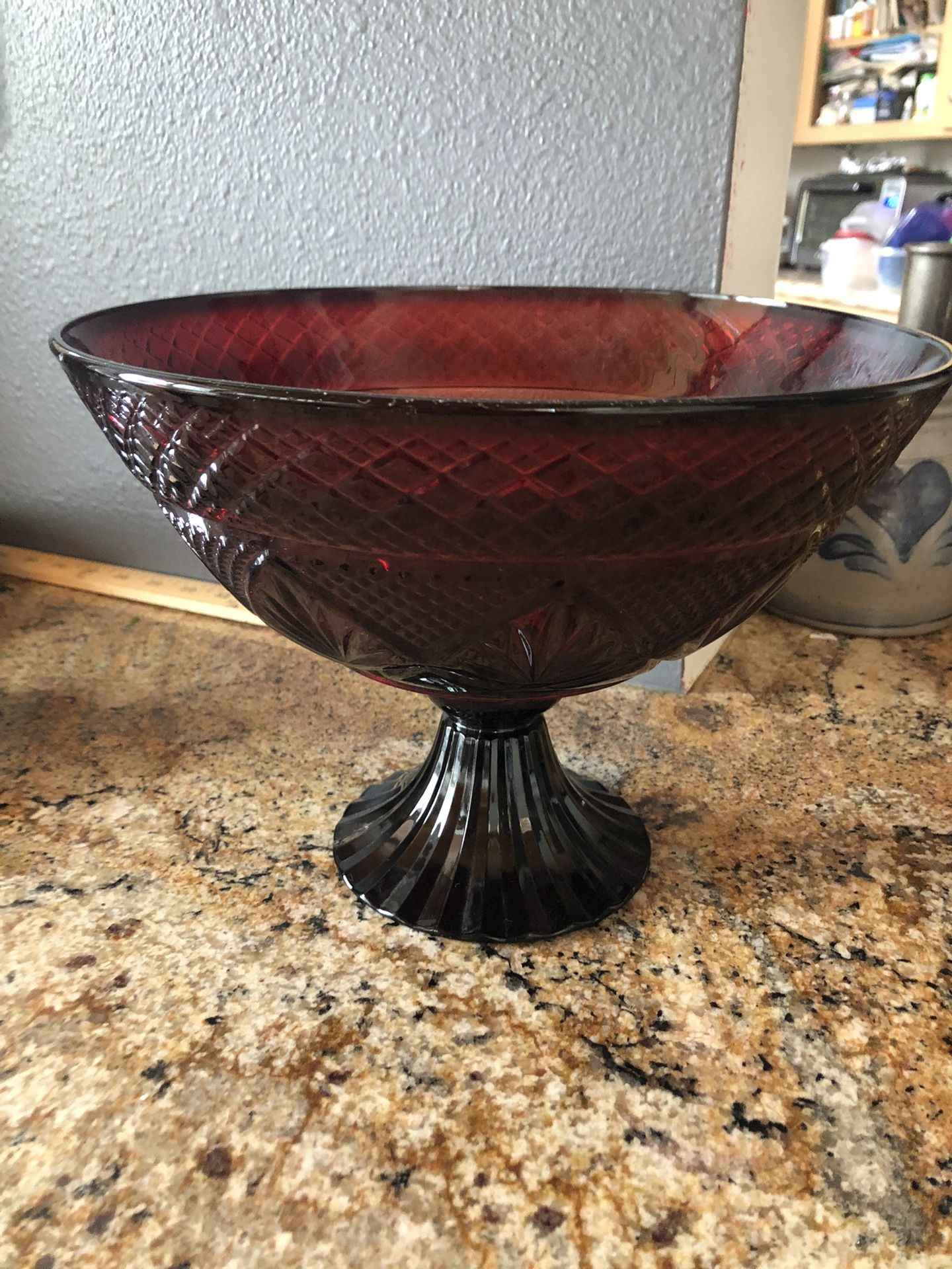 Cranberry Collectible Pedestal Bowl