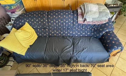 Living room set: couch, chairs, ottomans