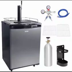 VEVOR Beer Kegerator Single Tap Draft Beer Dispenser, Full Size Keg Refrigerator With Shelves, CO2 Cylinder, Drip Tray & Rail