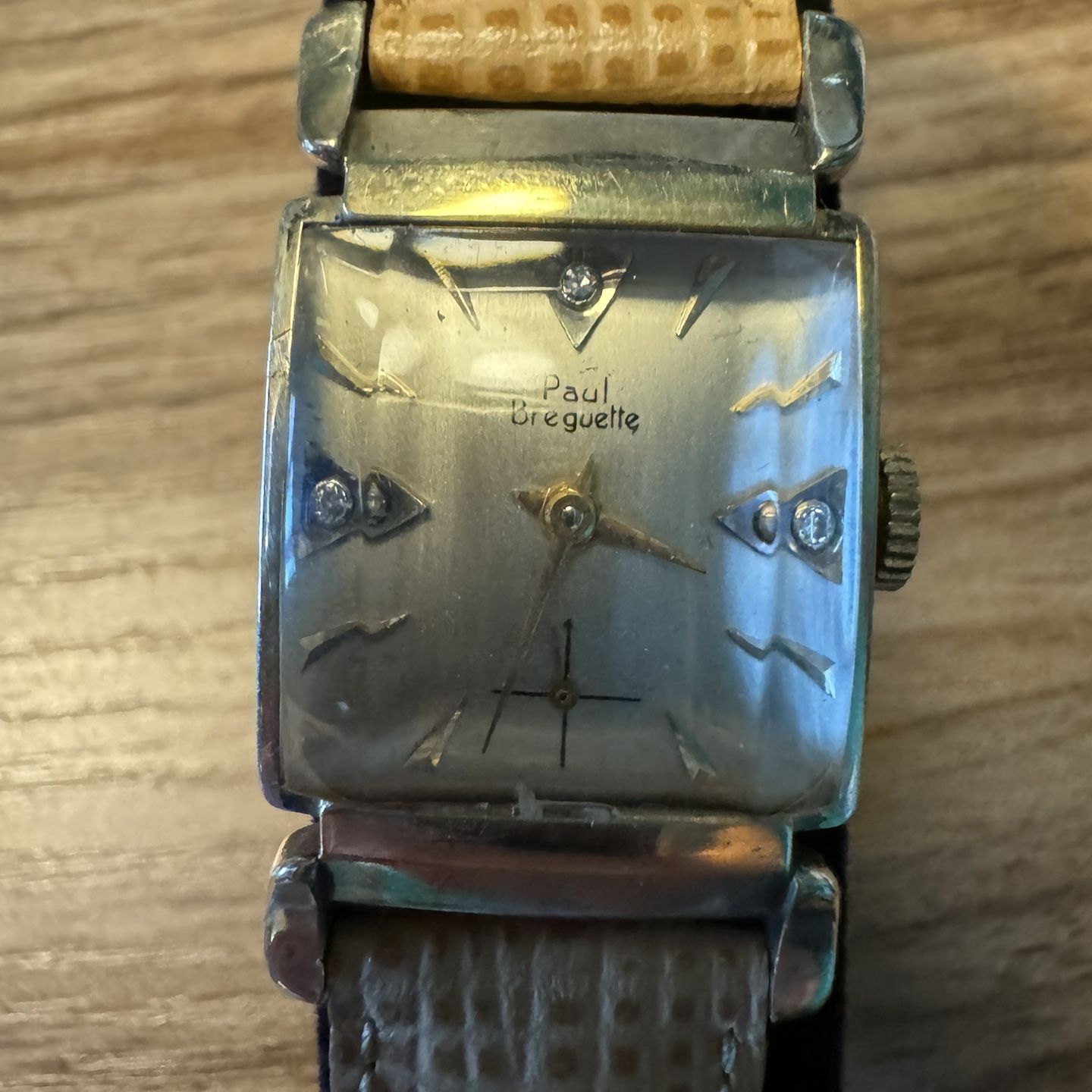 Vintage Paul Breguette 10k Gold Diamond Dial Watch