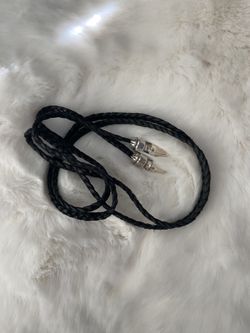 Chrome Hearts Leather Braid w/Spike Bolo Tips