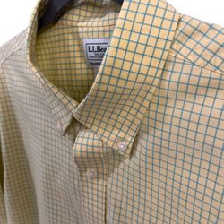 Fast📦 L.L.Bean Men's Short Sleeve Button Up Size Large Shirt Dress Business