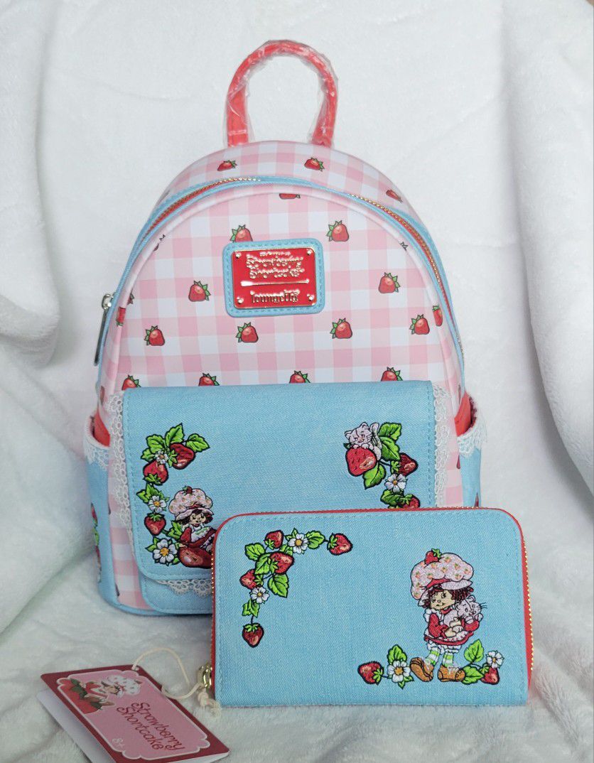 Loungefly Strawberry Shortcake backpack and wallet 