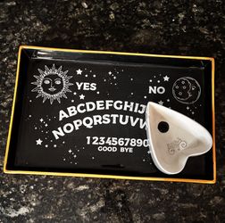 Cobwebs & Cauldrons Ceramic Ouija Serving Platter Chip N Dip Rolling Tray HTF