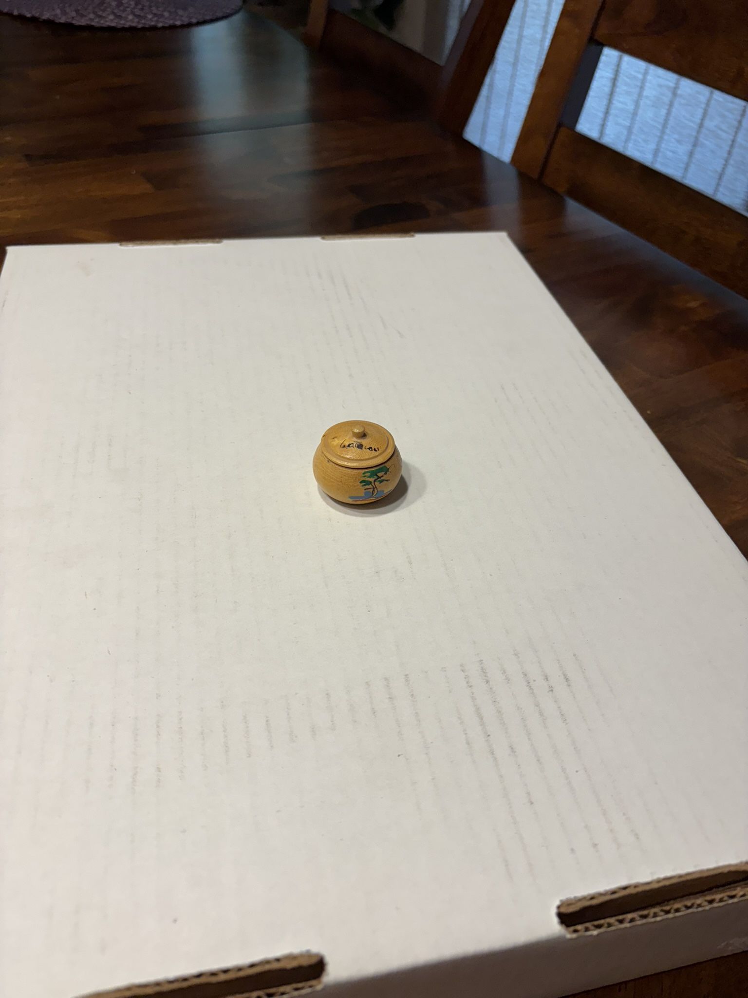 Vintage small wood hand painted trinket box 