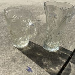 Crystal Pitcher And Vase 