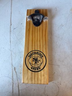Handmade San Francisco 49ers Magnetic Wall-Mount Bottle Opener – Solid Wood