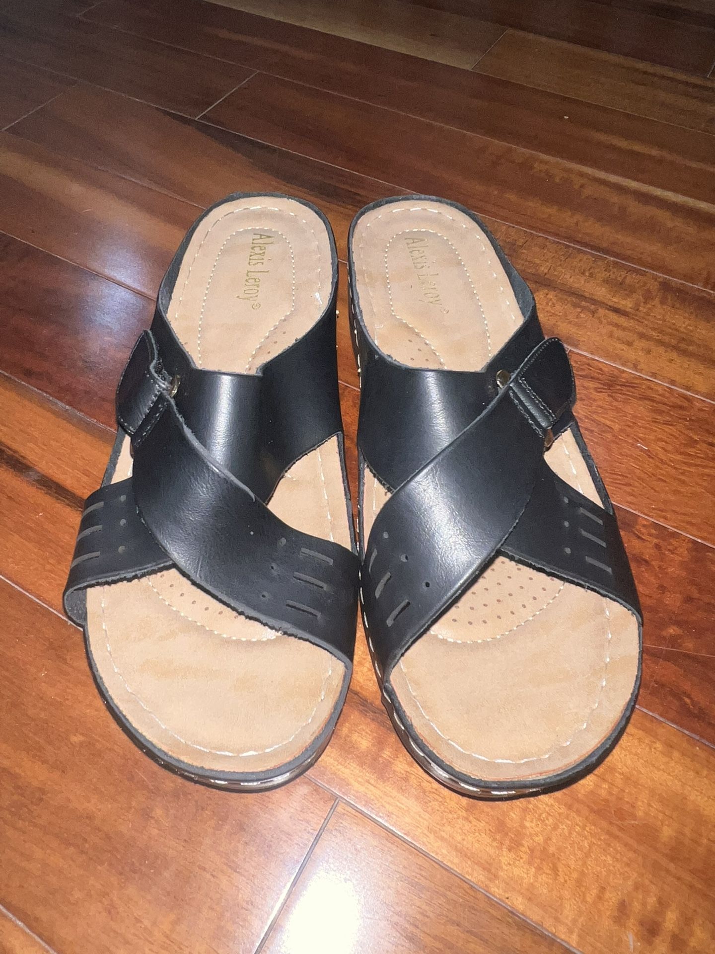 Alexis Leroy Women's Comfy Insole Buckle Strap Vamp Wedge Sandals