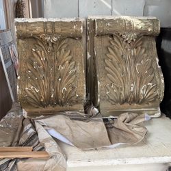 Two Antique Plaster / Horse Hair Corbels 