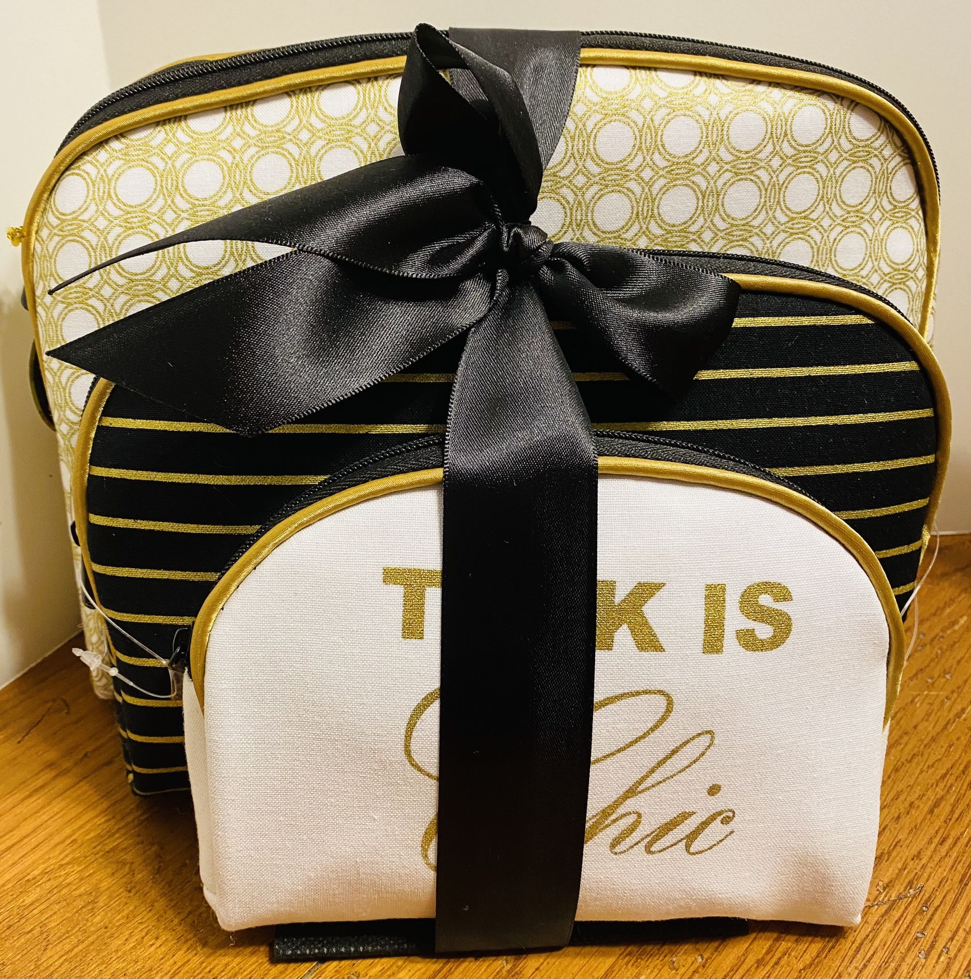 3-Piece Zippered Cosmetic Bag Set