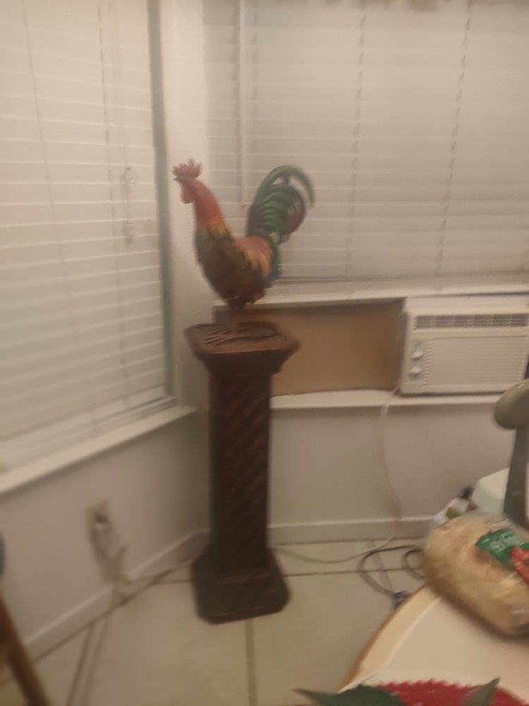 Rooster Statue And Pedistole