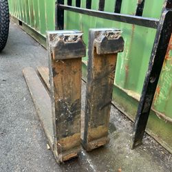 Used Forklift Forks with Load Backrest - Standard Mount - Good Condition