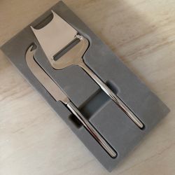2pc Mikasa Zena Cheese Plane Slicer & Knife Serving Set Stainless 18/8 Japan