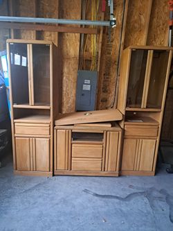 3 piece oak lit entertainment