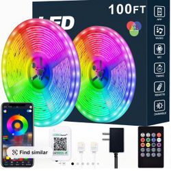 Led Light Strip Music Sync RGB Led Strip Lights Built-in Mic,Bluetooth App Control Led Room Lights with Remote,5050 RGB Rope Light