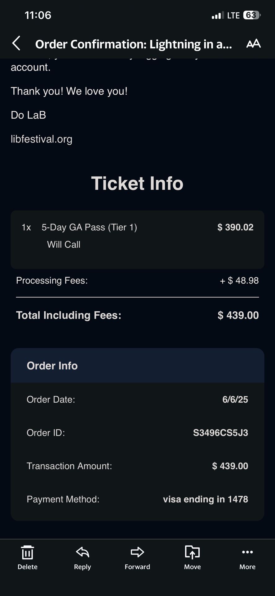 Lightning In a Bottle 5 Day GA Ticket