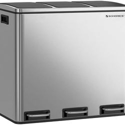 SONGMICS Trash Can, 3 x 4.8 Gallon Garbage Can