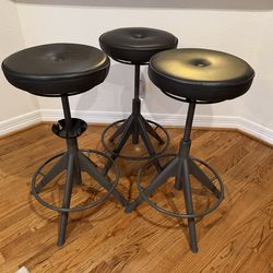 IKEA metal and leather swivel bar stools