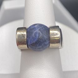 India 925 Blue Marble Ring 