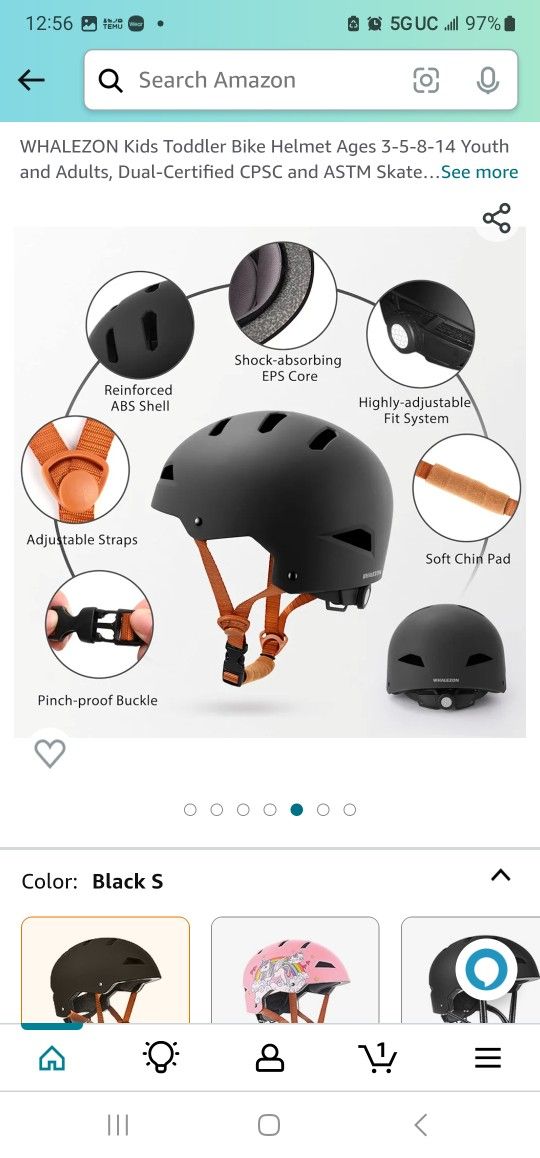 WHALEZON Kids Toddler Bike Helmet