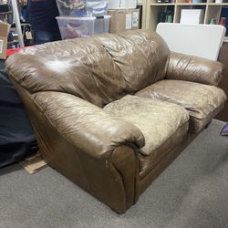Brown Leather Love Seat couch FREE