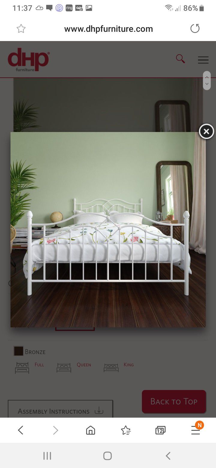 New Queen bed frame white mattress not included