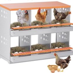 Assembled New Chicken Nesting Box, 6 Compartment Metal Nesting Boxes for Chickens Laying Eggs