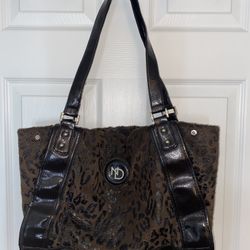 New Directions Leopard Print Tote Bag – Faux Patent Leather & Suede Combo